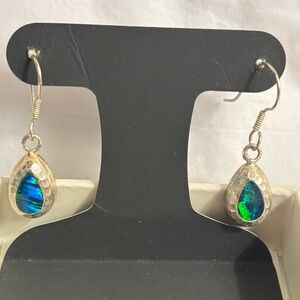 925 Sterling Silver Blue Aurora Teardrop Earrings